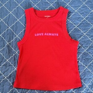 Old Navy Red Tank Top with Pink "Love Always" Graphic